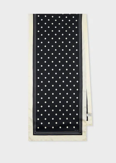 Paul Smith Women's Black And White Silk Polka Dot Scarf