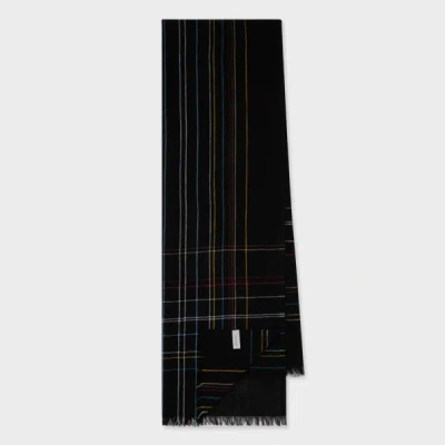 Paul Smith Women's Black Broken 'signature Stripe' Check Scarf