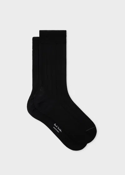 Paul Smith Women's Black Cotton-blend Ribbed Socks
