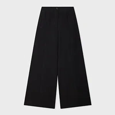 Paul Smith Women's Black Cotton-blend Wide-leg Trousers