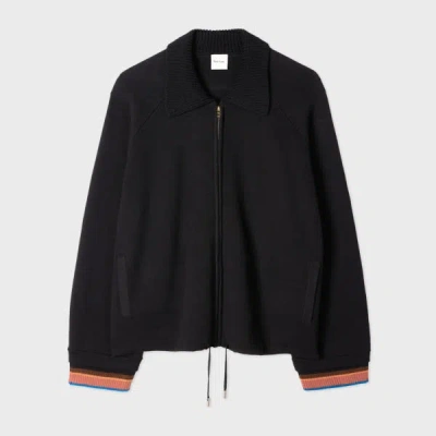 Paul Smith Women's Black Knitted Jacket With Stripe Cuffs