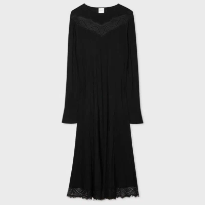 Paul Smith Women's Black Knitted Lace Trim Dress