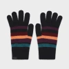 Paul Smith Women's Black Lambswool 'swirl Stripe' Gloves In Multi