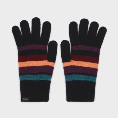 Paul Smith Women's Black Lambswool 'swirl Stripe' Gloves