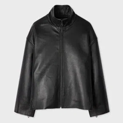Paul Smith Women's Black Leather Bonded Jersey Lined Jacket