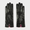 Paul Smith Women's Black Leather Gloves With 'swirl' Piping In Black