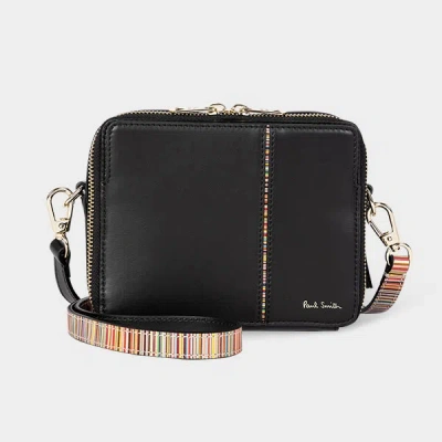 Paul Smith Women's Black Leather 'signature Stripe' Camera Bag