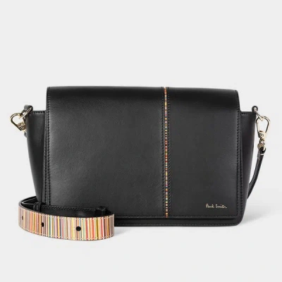 Paul Smith Women's Black Leather 'signature Stripe' Cross-body Bag