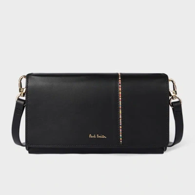 Paul Smith Women's Black Leather 'signature Stripe' Phone Bag