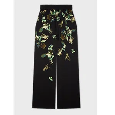 Paul Smith Women's Black 'lens Blur Botanical' Drawstring Trousers