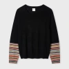 Shop Paul Smith Women's Black Merino Wool 'signature Stripe' Cuff Sweater