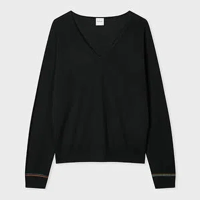 Paul Smith Women's Black Merino Wool V Neck Sweater