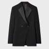 Paul Smith Women's Black Satin Trim Structured Double-breasted Blazer In Black