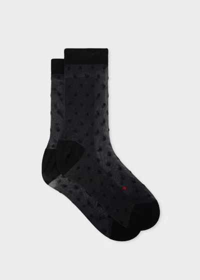 Paul Smith Women's Black Sheer Polka Dot Socks