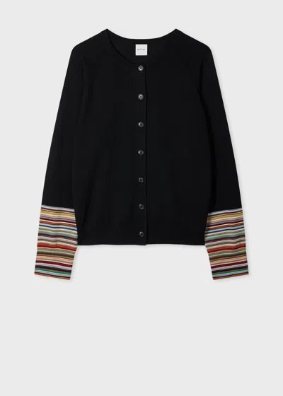 PAUL SMITH WOMEN'S BLACK 'SIGNATURE STRIPE' CARDIGAN