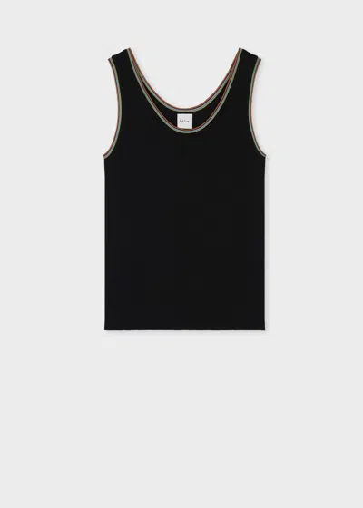 PAUL SMITH WOMEN'S BLACK 'SIGNATURE STRIPE' TRIM KNITTED VEST