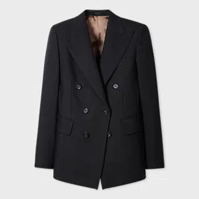Paul Smith Women's Black Slub-wool Double-breasted Blazer In Multi