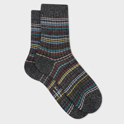 Paul Smith Women's Black Stitched 'signature Stripe' Socks In Multi