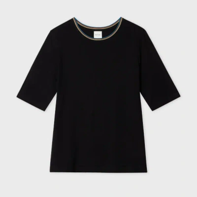 Paul Smith Women's Black Viscose Top With 'signature Stripe' Trim