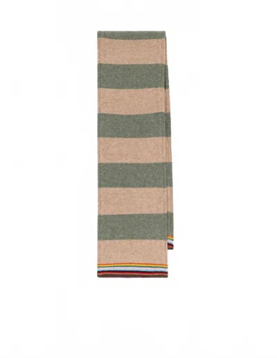 Paul Smith Women's Block Stripe Scarf In Tan Mix In Green