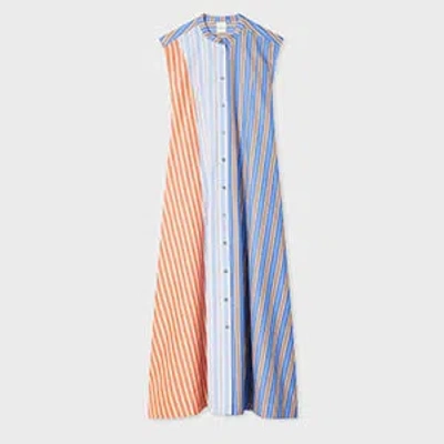 Paul Smith Women's Blue And Red 'mix Up Stripe' Shirt Dress In Multi
