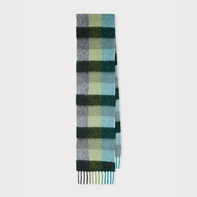 Paul Smith Women's Blue Brushed Check Scarf