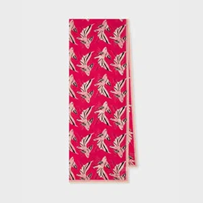Paul Smith Women's Bright Pink 'le Peche Fish' Cotton Scarf In Red