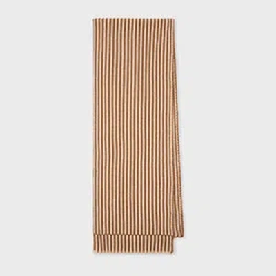 Paul Smith Women's Brown And Cream Lambswool Chunky Knit Ribbed Stripe Scarf