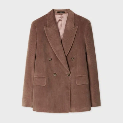 Paul Smith Women's Brown Cord Double-breasted Blazer Pink