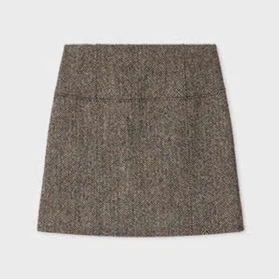 Paul Smith Women's Brown Herringbone Mini Skirt