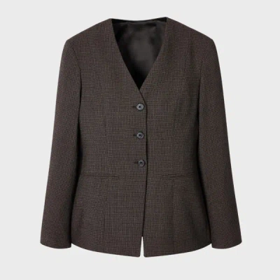 Paul Smith Women's Brown Houndstooth Collarless Tailored Jacket Grey In Gray