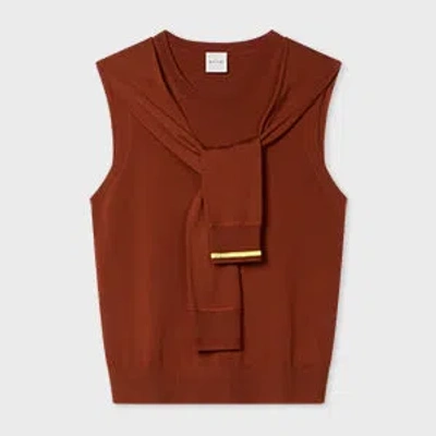 Paul Smith Women's Brown Merino-wool Blend Knitted Vest Orange