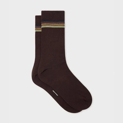 Paul Smith Women's Brown 'signature Stripe' Cuff Socks
