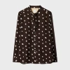 Paul Smith Women's Brown 'strawberry' Print Shirt With Neck Tie In Brown