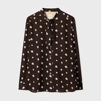 Paul Smith Women's Brown 'strawberry' Print Shirt With Neck Tie