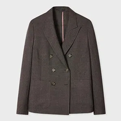 Paul Smith Women's Brown Wool Houndstooth Jacket Grey In Gray