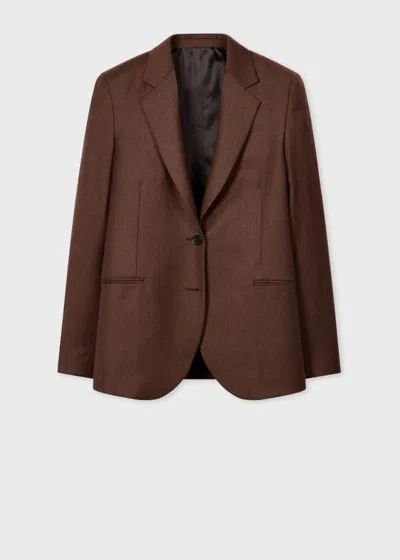 Paul Smith Women's Brown Wool-cashmere Flannel Two-button Blazer Orange