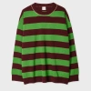 Paul Smith Women's Burgundy And Green Lambswool-blend Striped Sweater Red