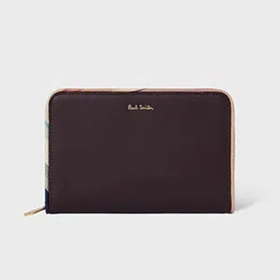 Paul Smith Women's Burgundy Inverted 'dusky Swirl' Medium Zip Around Purse Red