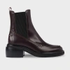 Paul Smith Women's Burgundy Leather 'baeza' Boots Red In Red