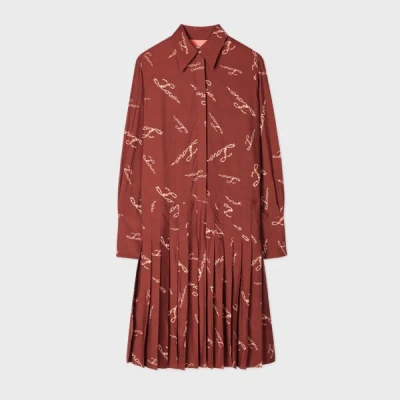 Paul Smith Women's Burgundy 'love' Print Shirt Dress Red