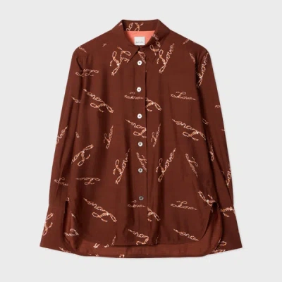 Paul Smith Women's Burgundy 'love' Print Shirt Red In Brown