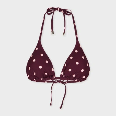 Paul Smith Women's Burgundy Polka Dot Triangle Bikini Top Brown
