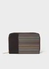 Paul Smith Women's Burgundy 'signature Stripe' Coated Canvas Small Zip Around Purse Multicolour