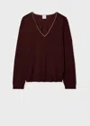 Paul Smith Women's Burgundy 'signature Stripe' Merino Wool Sweater Red In Brown