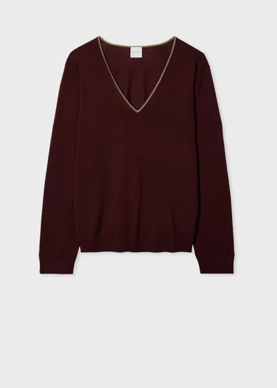 Paul Smith Women's Burgundy 'signature Stripe' Merino Wool Sweater Red In Brown