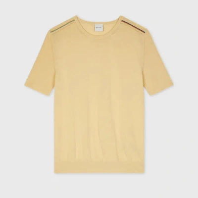 PAUL SMITH WOMEN'S BUTTERCUP YELLOW COTTON-BLEND KNITTED SHORT SLEEVE TOP