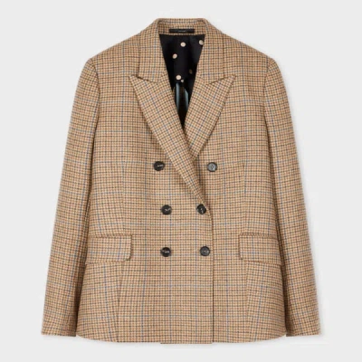 Paul Smith Women's Camel Lovat Tweed Double-breasted Blazer Brown