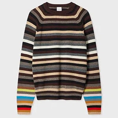 Paul Smith Women's Contrast Stripe Knitted Sweater Brown In Multi