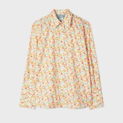 Paul Smith Women's Coral Pink 'ditsy Floral' Print Shirt Multicolour In Orange